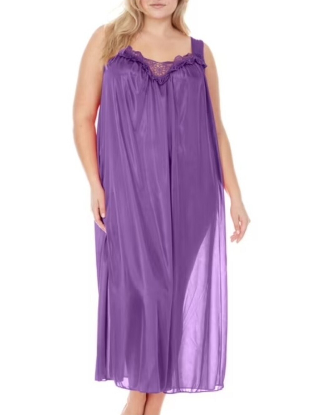 EZI Nightgown Purple Lace 2X Feminine